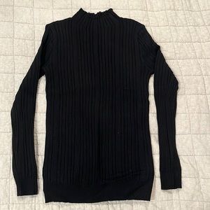 Plain Black Ribbed Turtleneck Sweater